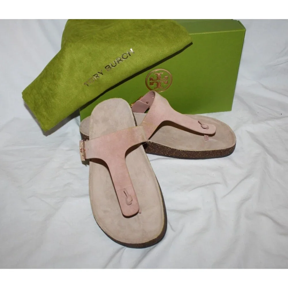 Tory Burch Women's Mellow Buckle Slide Thong Suede Sandals NIB MALVA/AROLA 11